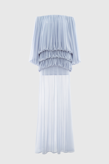 Sereia Off Shoulder Ruched Maxi Dress - Blue