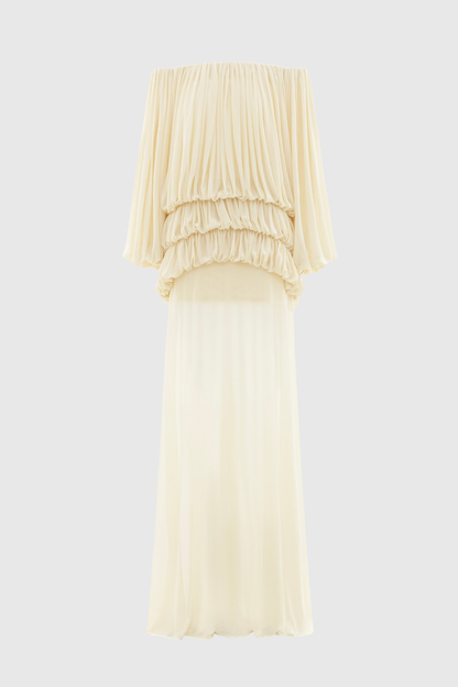 Sereia Off Shoulder Ruched Maxi Dress - Yellow