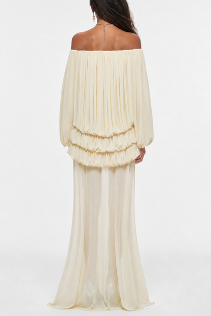 Sereia Off Shoulder Ruched Maxi Dress - Yellow