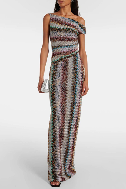 Serenia Off Shoulder Zigzag Maxi Dress