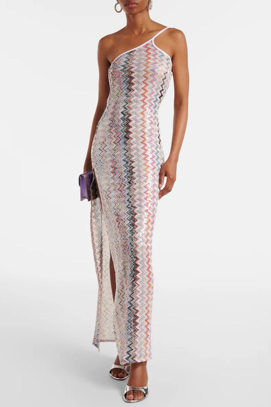 Serenia One Shoulder Zigzag Maxi Dress