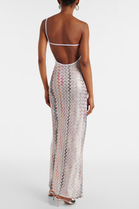 Serenia One Shoulder Zigzag Maxi Dress
