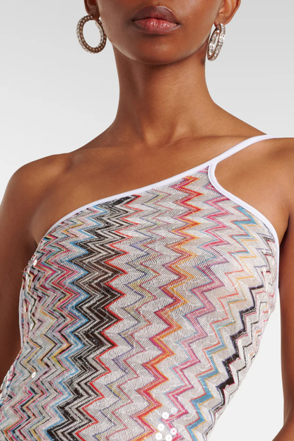 Serenia One Shoulder Zigzag Maxi Dress