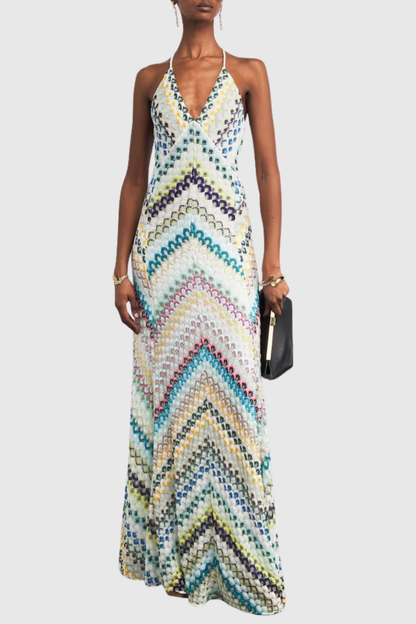 Serenia Zigzag Maxi Dress - Green