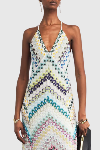 Serenia Zigzag Maxi Dress - Green