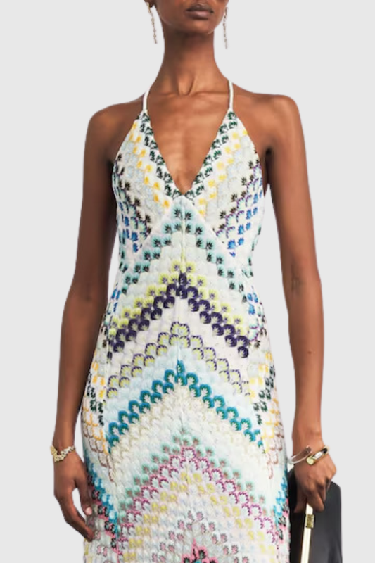 Serenia Zigzag Maxi Dress - Green
