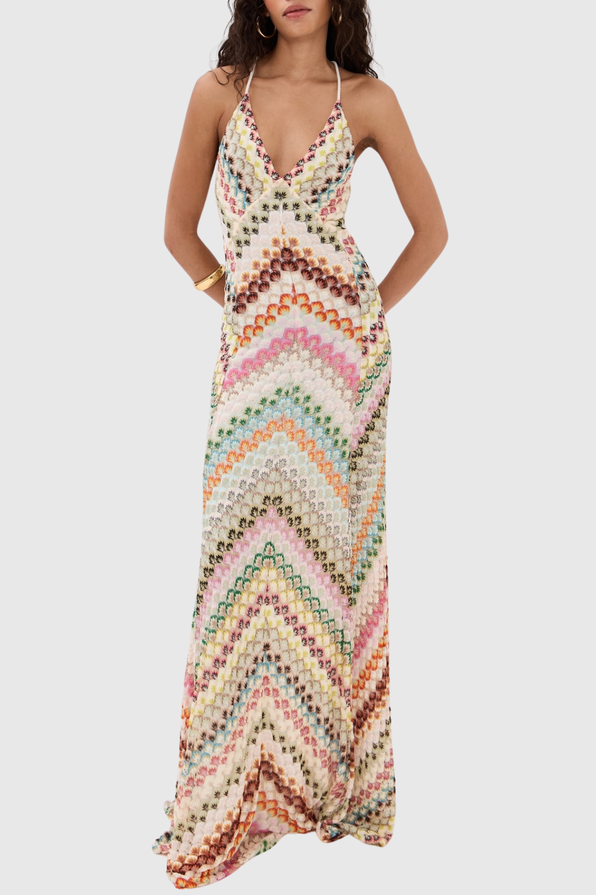 Serenia Zigzag Maxi Dress - Pink