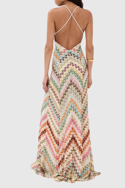Serenia Zigzag Maxi Dress - Pink