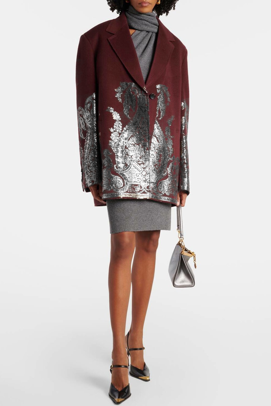 Setha Silver Foil Print Blazer