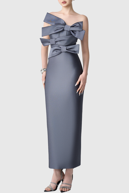 Seubia Bow Embellished Strapless Maxi Bandage Dress