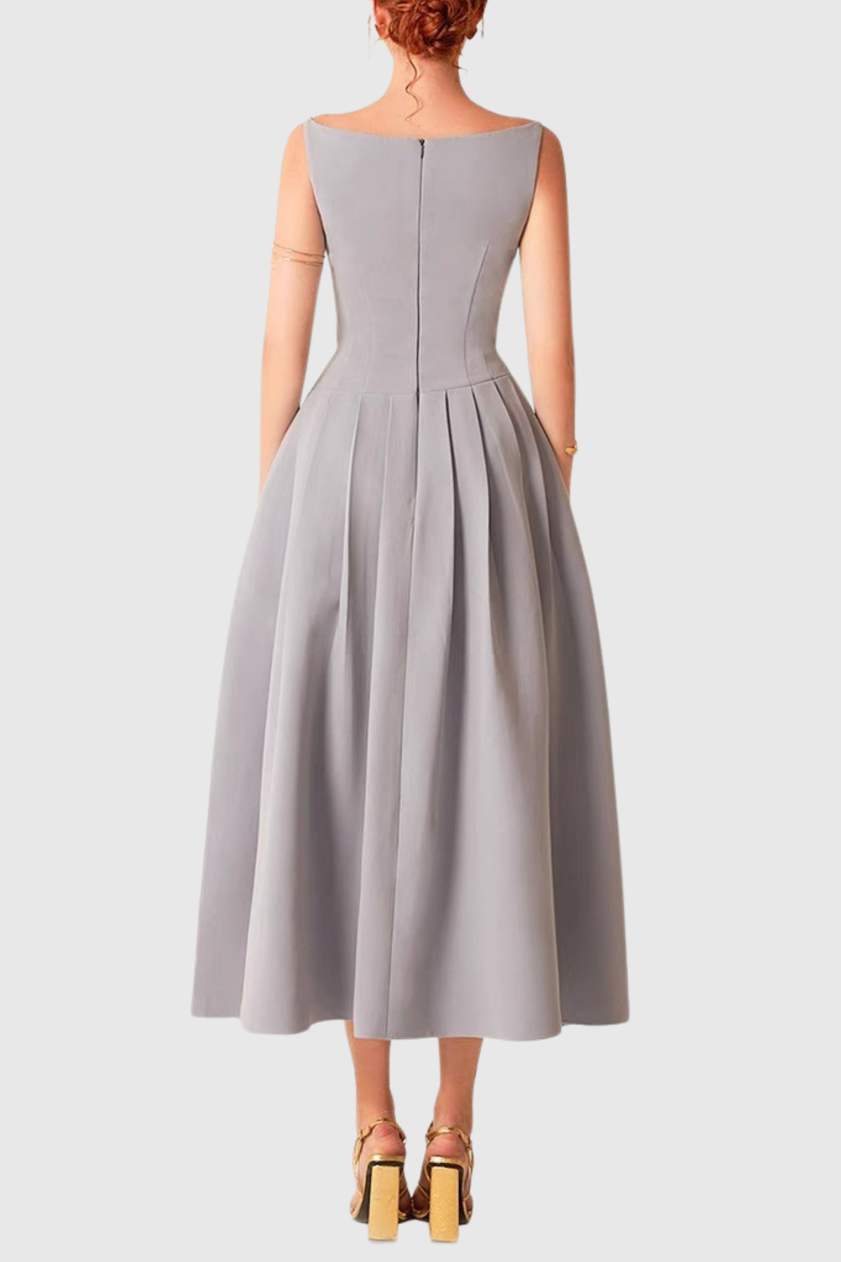 Shadra Sleeveless Pleated Split Maxi Dress