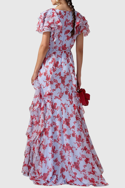 Shaka Floral Print Ruffle Maxi Dress