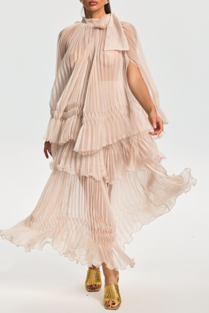 Sheilay Pleated Cape Top & Maxi Skirt Set