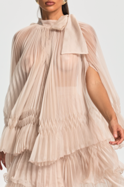 Sheilay Pleated Cape Top & Maxi Skirt Set