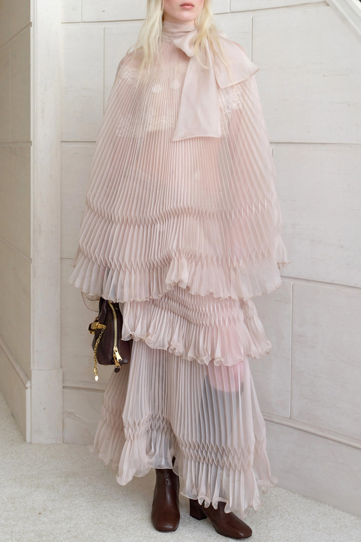 Sheilay Pleated Cape Top & Maxi Skirt Set