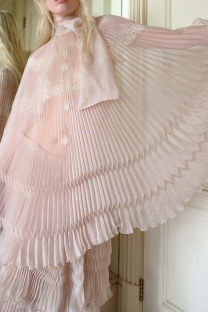 Sheilay Pleated Cape Top & Maxi Skirt Set