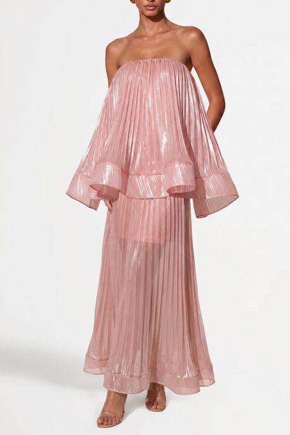 Sheilay Strapless Pleated Skirt Set