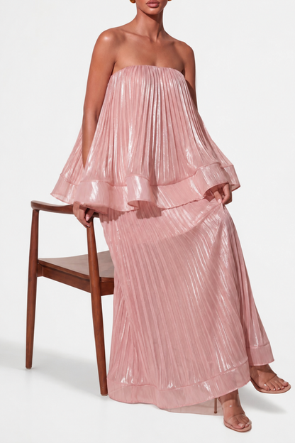 Sheilay Strapless Pleated Skirt Set