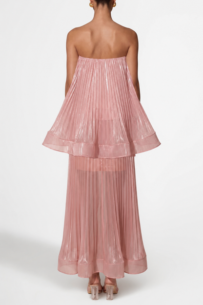 Sheilay Strapless Pleated Skirt Set