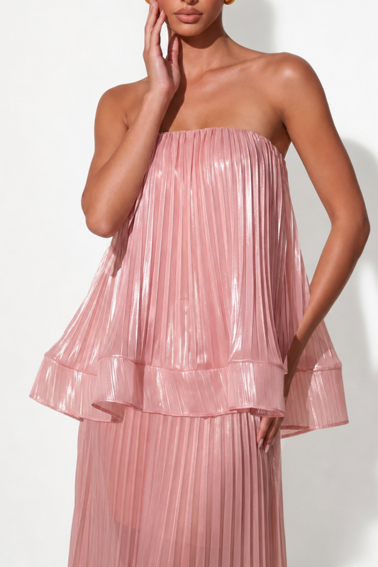 Sheilay Strapless Pleated Skirt Set