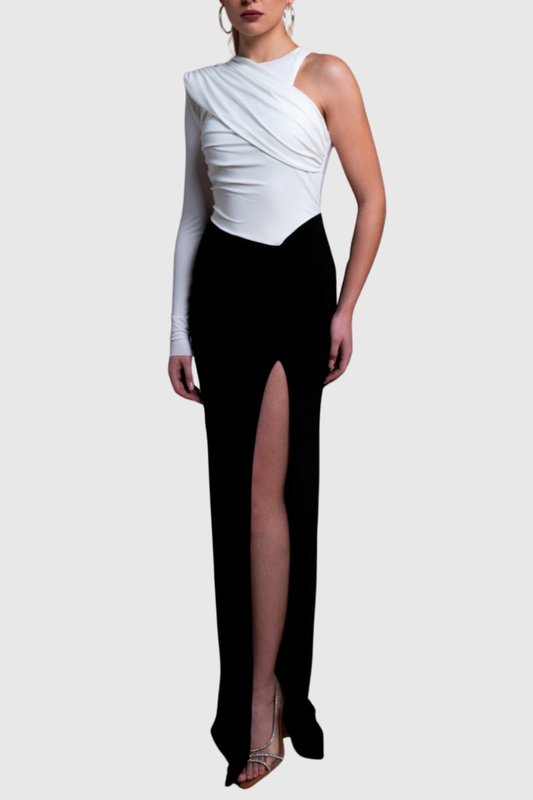 Shelby One Shoulder Contrast Split Maxi Dress