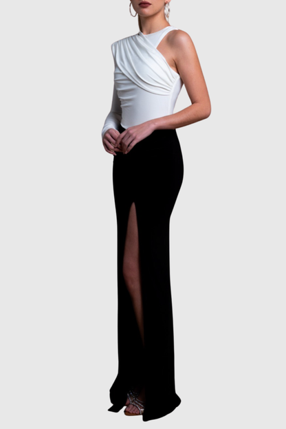 Shelby One Shoulder Contrast Split Maxi Dress