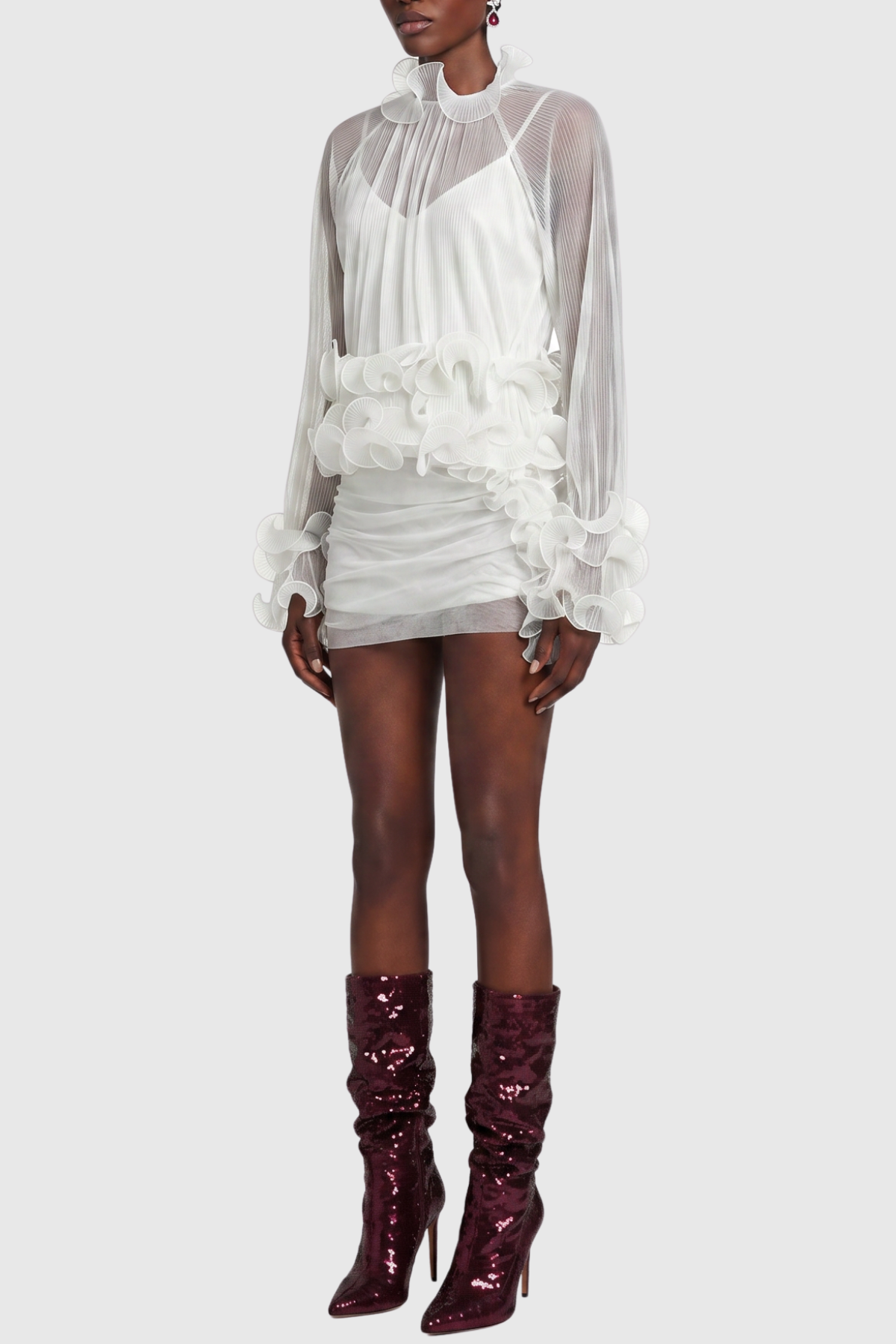 Sherah Ruffle Chiffon Blouse - White