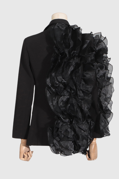 Shiloh Mesh Ruffle Blazer