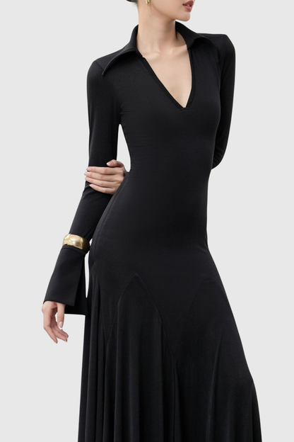 Shiora Plunge Long Sleeve Maxi Dress