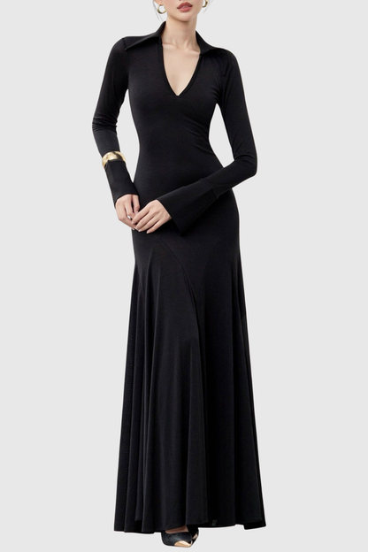 Shiora Plunge Long Sleeve Maxi Dress