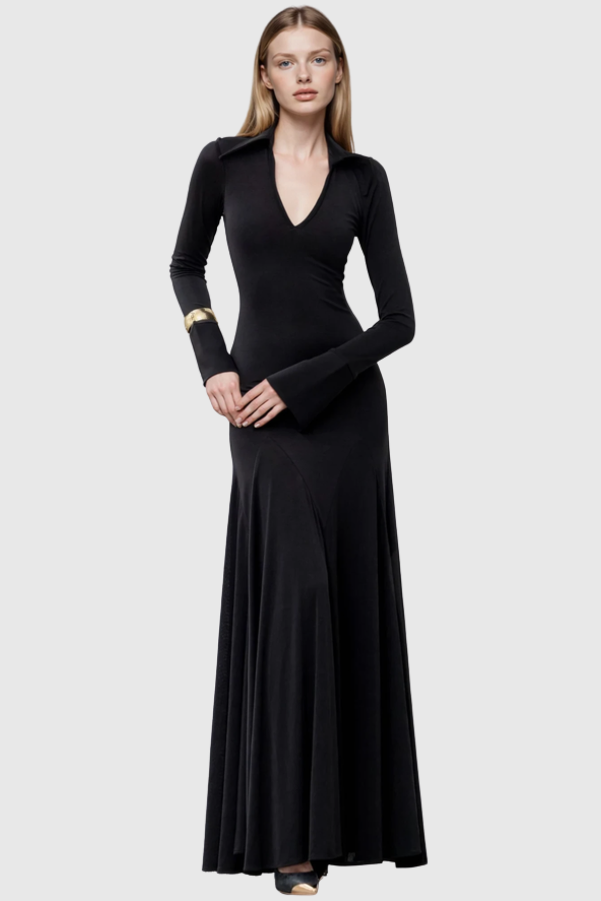 Shiora Plunge Long Sleeve Maxi Dress