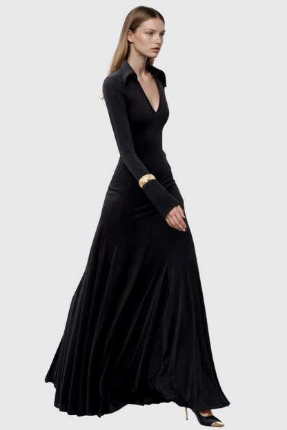 Shiora Plunge Long Sleeve Maxi Dress