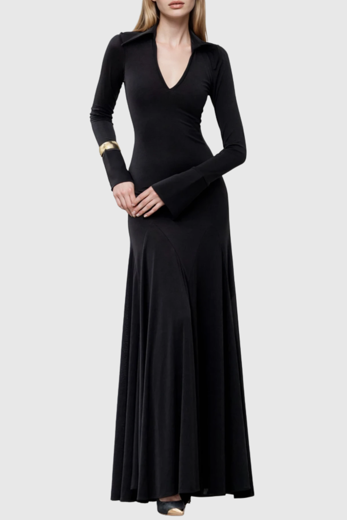 Shiora Plunge Long Sleeve Maxi Dress