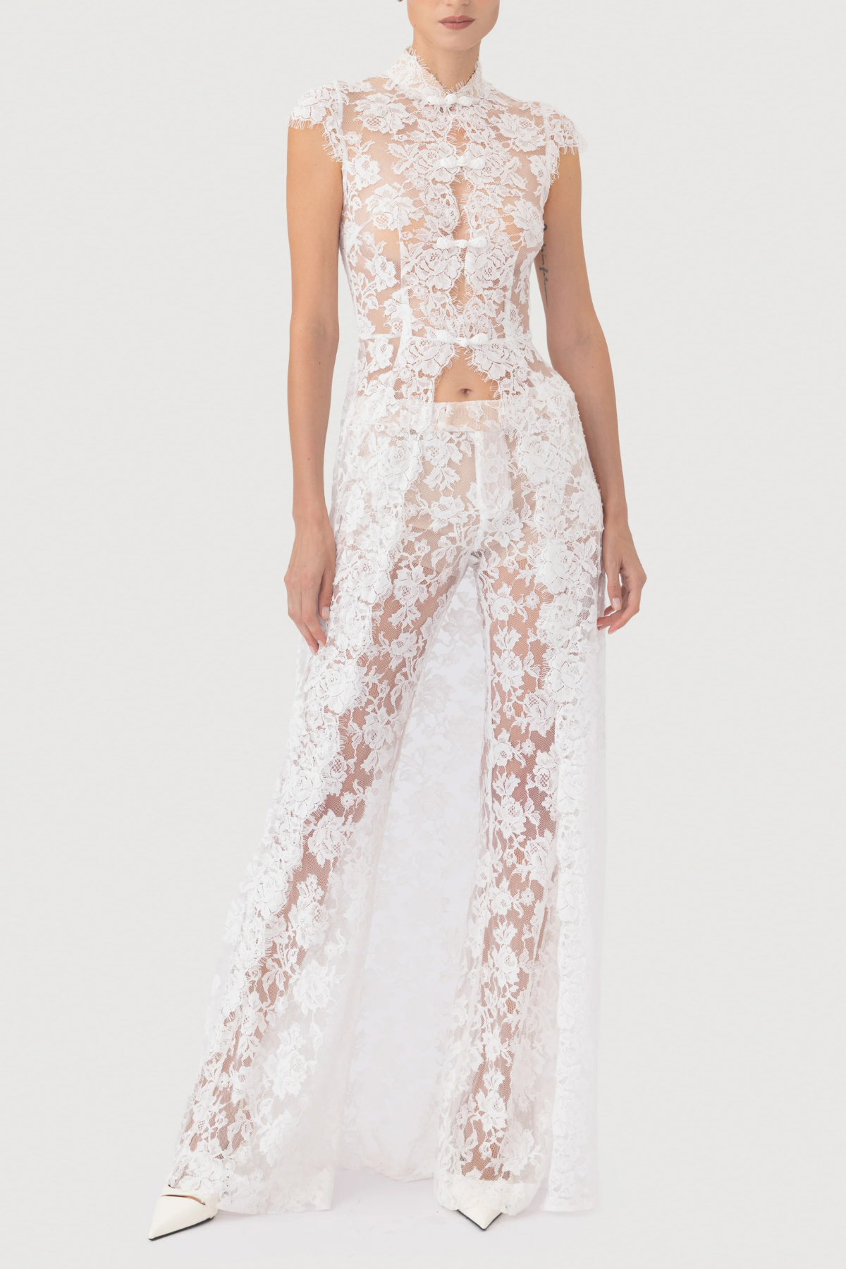 Shreya Lace Split Top & Pants Set