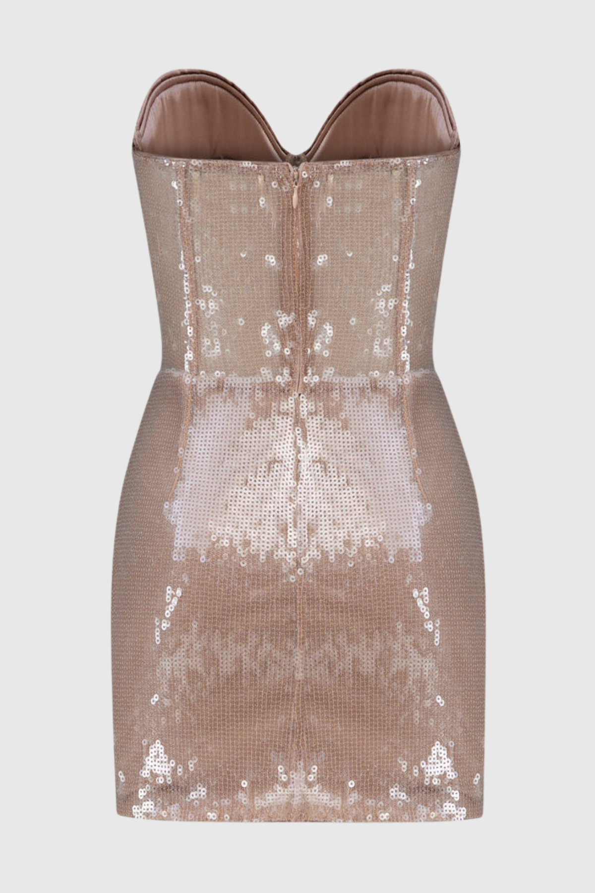Siano Sequin Strapless Ruched Mini Dress - Nude