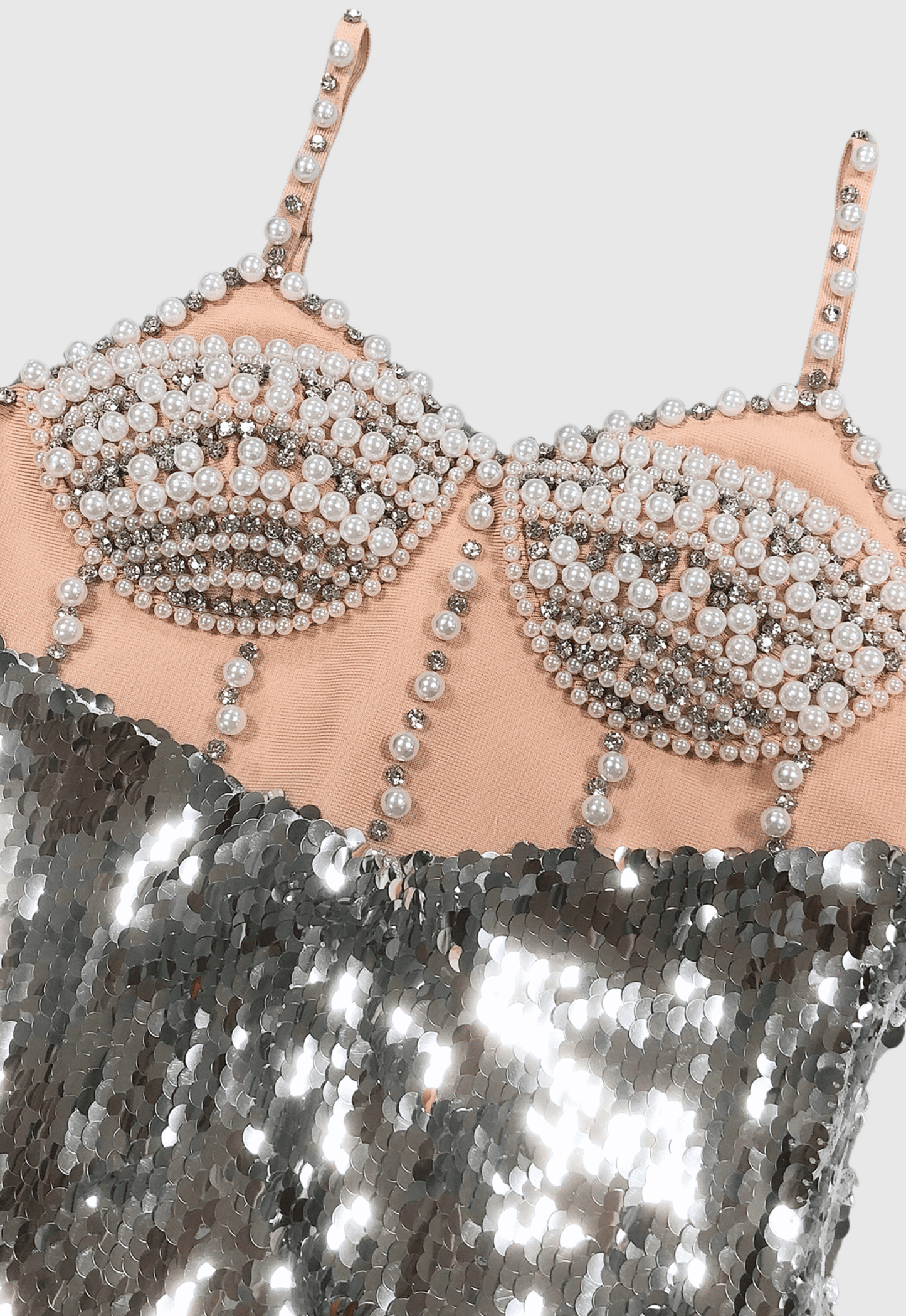 Sibilia Sequin Pearl Embeliished Midi Bandage Dress