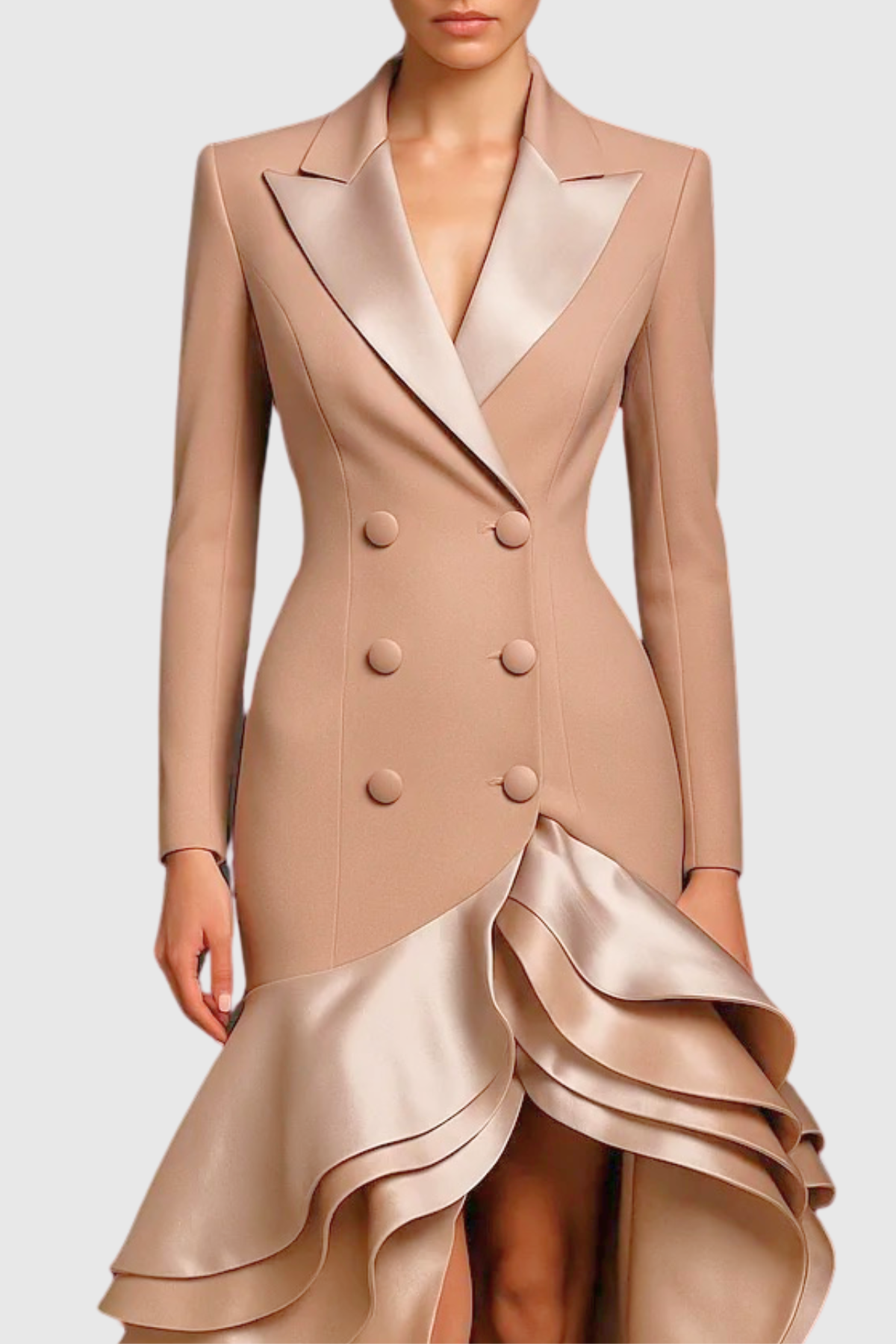 Sidonia Asymmetric Ruffle Maxi Blazer Dress