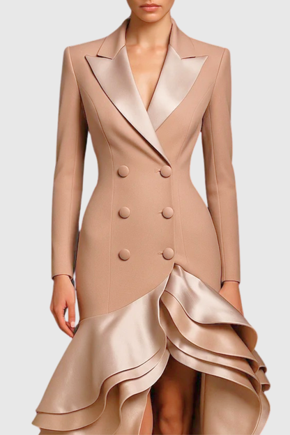 Sidonia Asymmetric Ruffle Maxi Blazer Dress