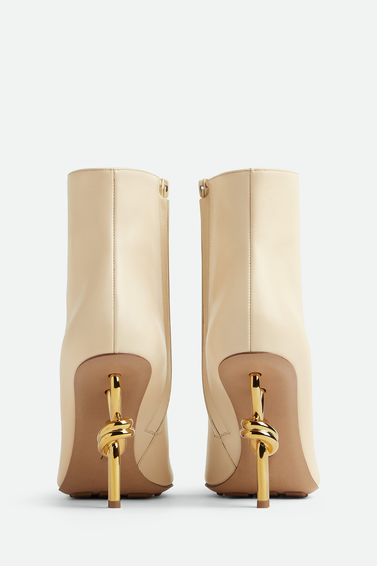 Sierrel Leather Metal Knot Ankle Boots - Beige