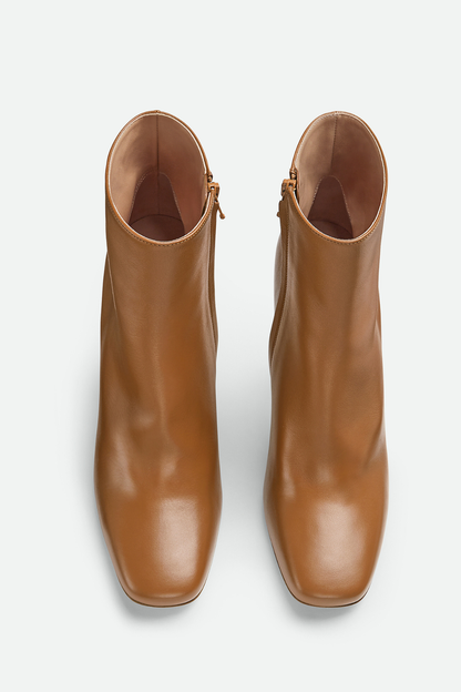 Sierrel Leather Metal Knot Ankle Boots - Brown