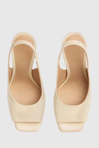 Sierrel Open-Toe Slingback Knot Sandals - Beige
