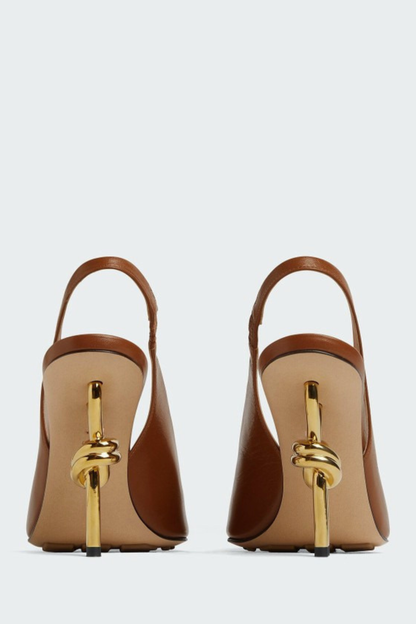Sierrel Open-Toe Slingback Knot Sandals - Brown