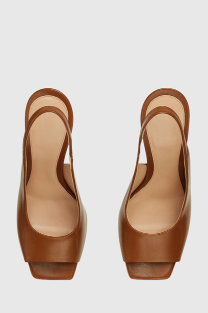 Sierrel Open-Toe Slingback Knot Sandals - Brown