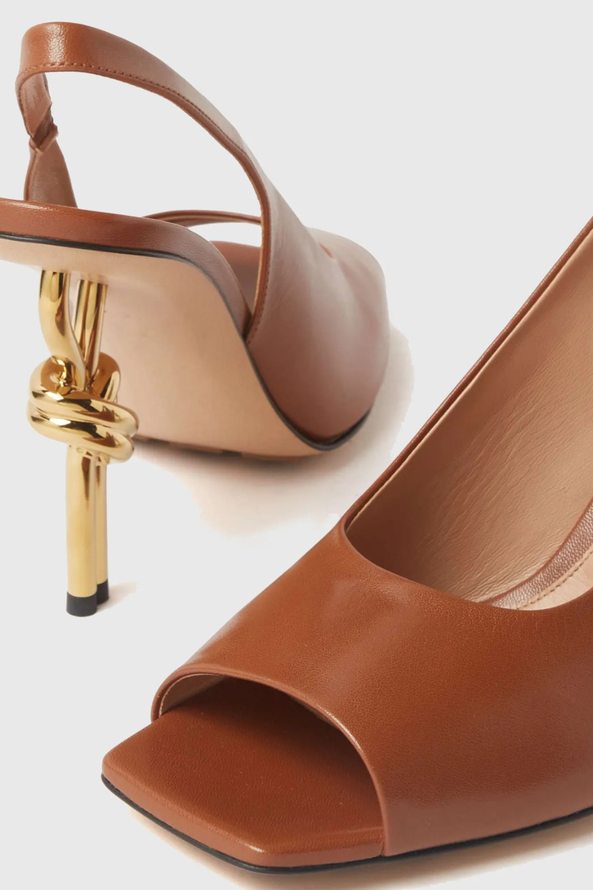 Sierrel Open-Toe Slingback Knot Sandals - Brown