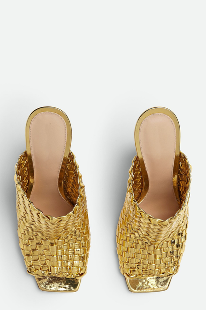 Sierrel Woven Knot Mules - Gold