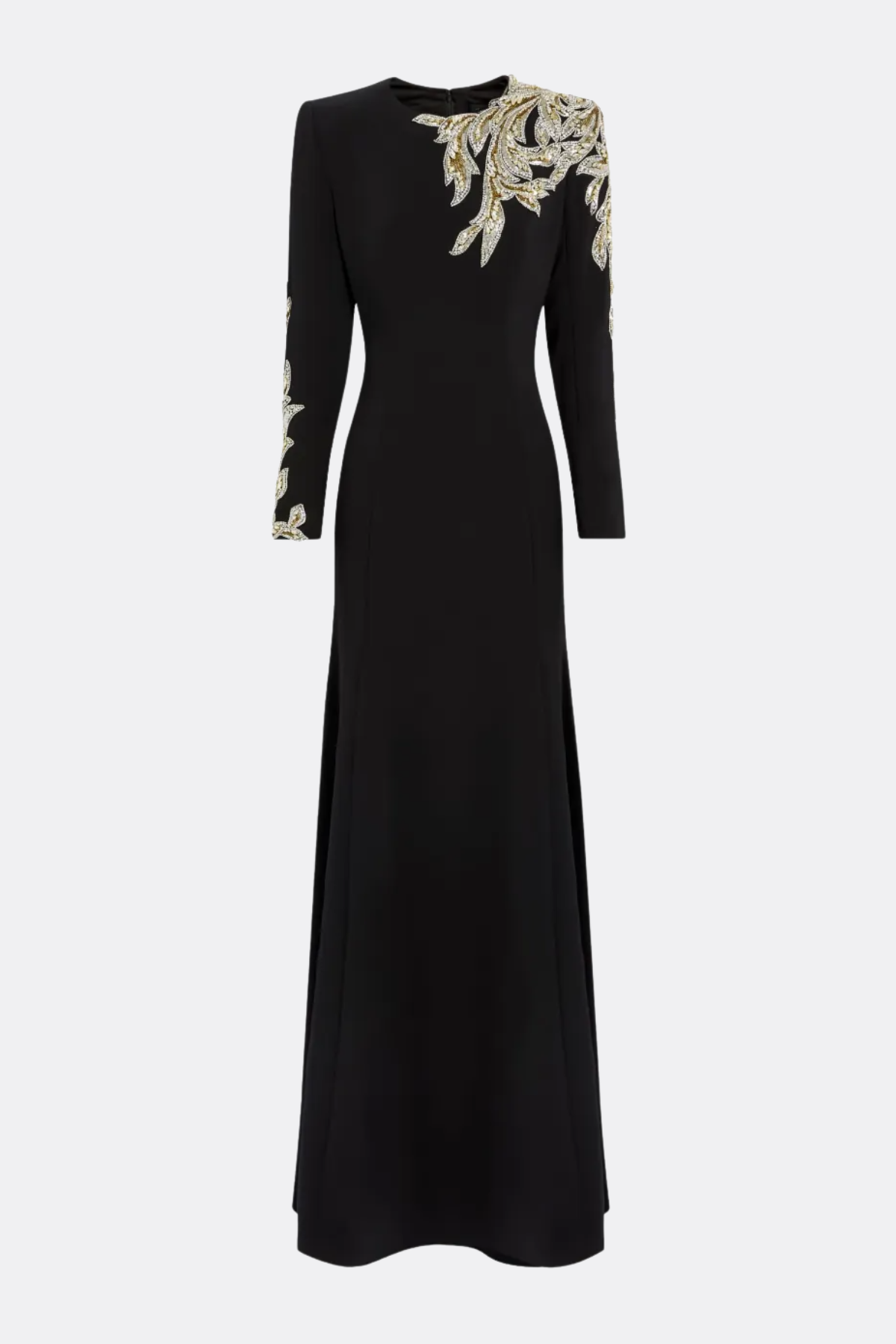 Sigria Crystal Leaf-embellished Maxi Dress - Black