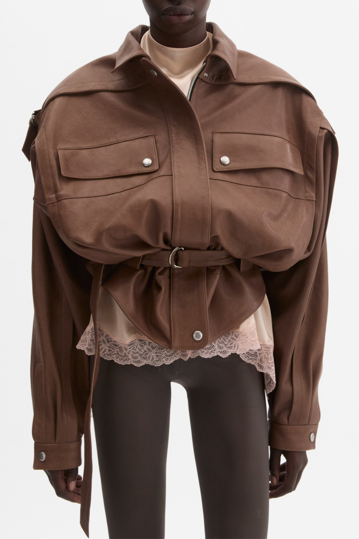 Silene Floral Lace-trim Satin Top - Pink