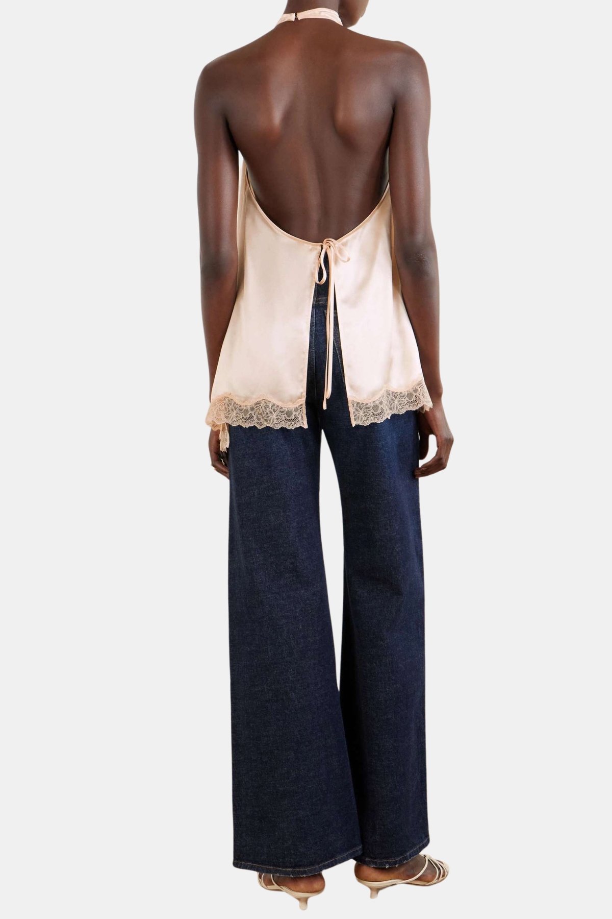 Silene Floral Lace-trim Satin Top - Pink