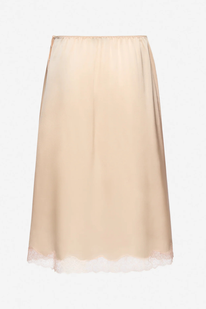 Silene Floral Lace-trim Satin Top - Pink