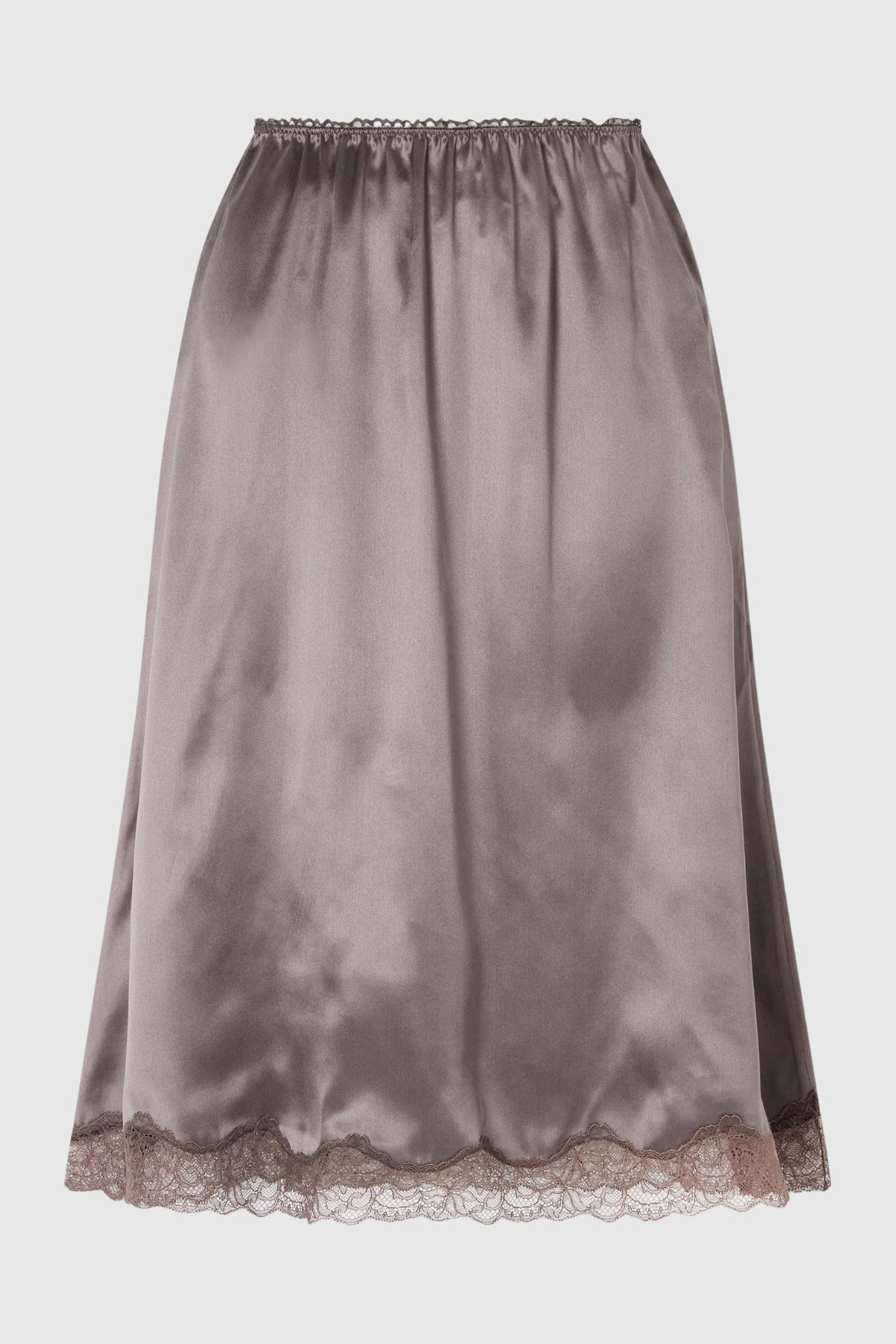 Silene Lace-trim Midi Skirt - Brown